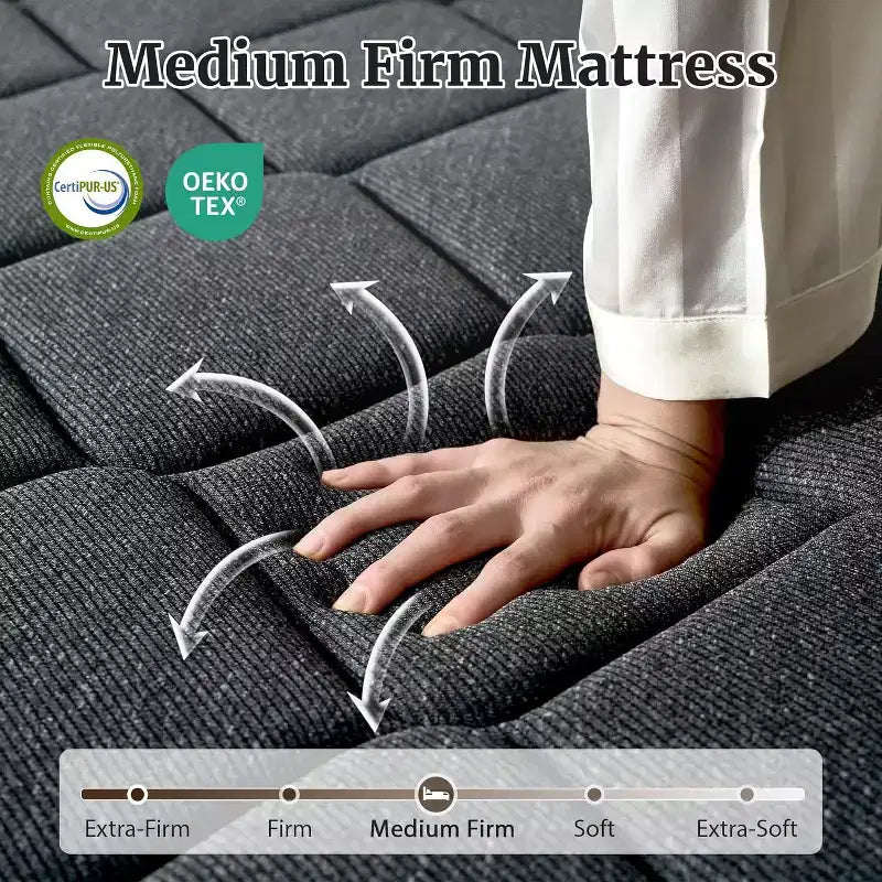 White Hybrid Mattress, Medium Firm, 8" Thick, For 2 People