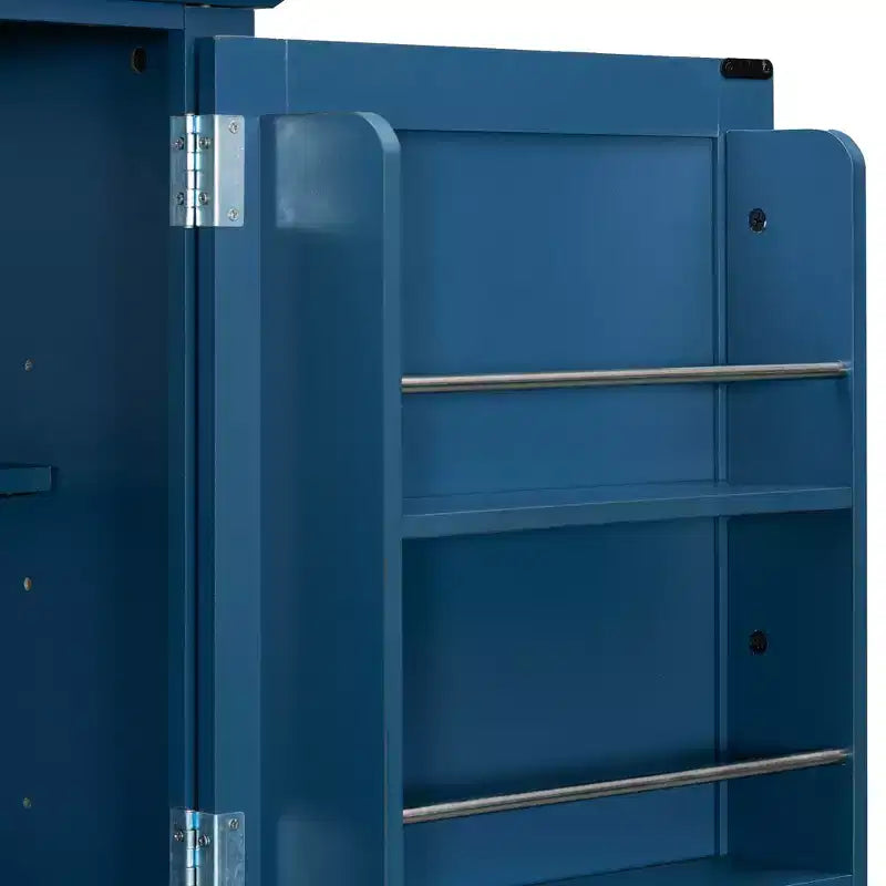 Blue/White 2-Door Freestanding Pantry Cabinet with Drawers & Adjustable Shelves, 1-Person Assembly