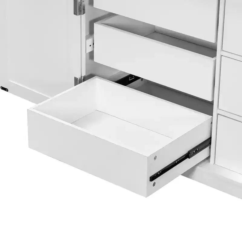 Blue/White 2-Door Freestanding Pantry Cabinet with Drawers & Adjustable Shelves, 1-Person Assembly