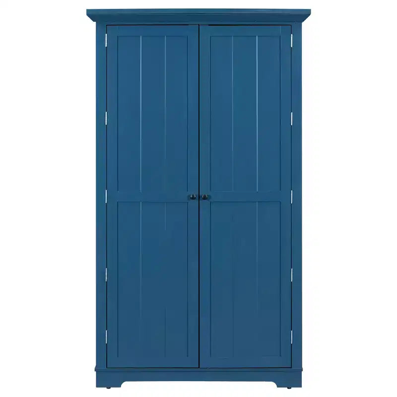 Blue/White 2-Door Freestanding Pantry Cabinet with Drawers & Adjustable Shelves, 1-Person Assembly