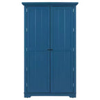 Blue/White 2-Door Freestanding Pantry Cabinet with Drawers & Adjustable Shelves, 1-Person Assembly