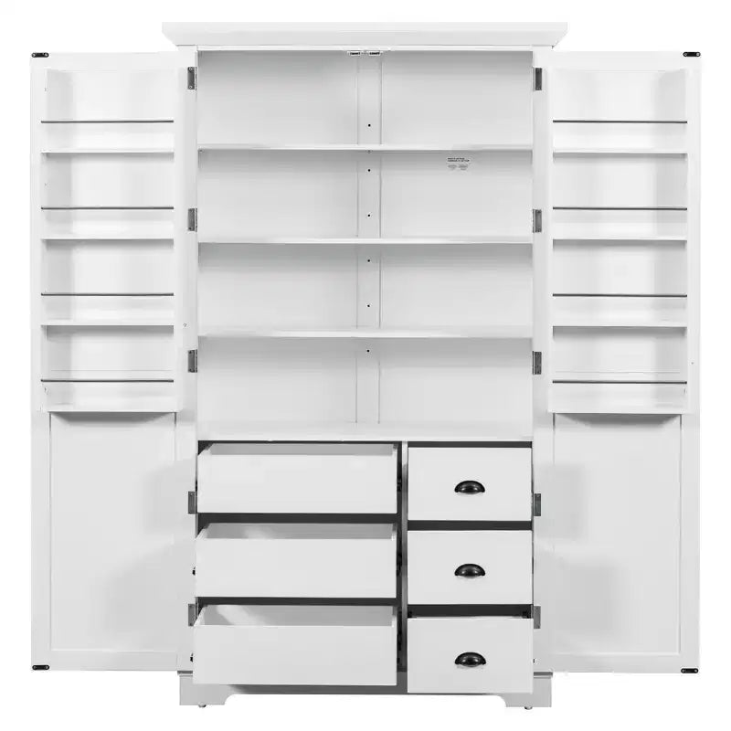 Blue/White 2-Door Freestanding Pantry Cabinet with Drawers & Adjustable Shelves, 1-Person Assembly
