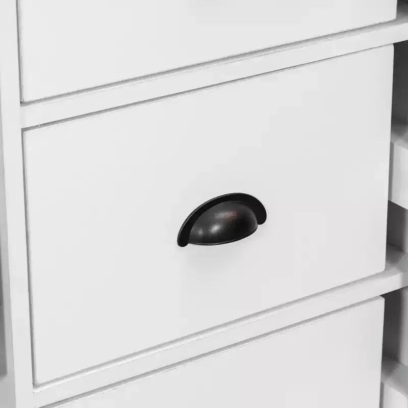 Blue/White 2-Door Freestanding Pantry Cabinet with Drawers & Adjustable Shelves, 1-Person Assembly