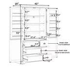 Blue/White 2-Door Freestanding Pantry Cabinet with Drawers & Adjustable Shelves, 1-Person Assembly