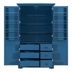 Blue/White 2-Door Freestanding Pantry Cabinet with Drawers & Adjustable Shelves, 1-Person Assembly