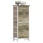 Faux Oak 6-Drawer Narrow Storage Tower, 1-Person Use