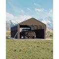 LinTimes 12x19 ft Heavy-Duty Steel Carport for Car, Truck, Boat with Roll-Up Doors, Triple-Coated Frame, 360-Degree Weatherproof Coverage