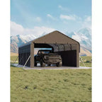 LinTimes 12x19 ft Heavy-Duty Steel Carport for Car, Truck, Boat with Roll-Up Doors, Triple-Coated Frame, 360-Degree Weatherproof Coverage