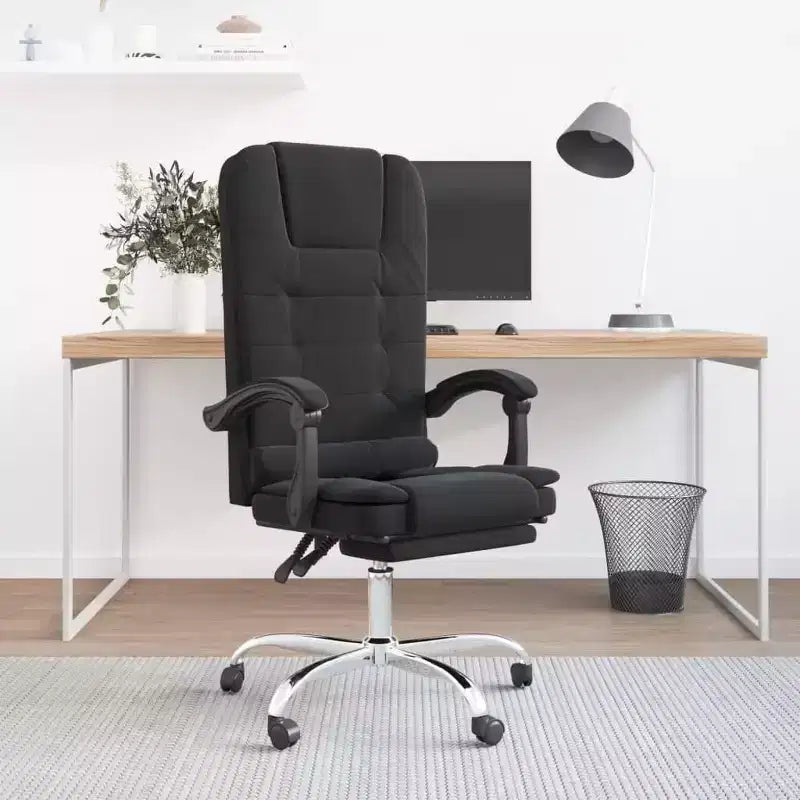 Black Velvet Massage Office Chair, Steel Frame, 1-Person