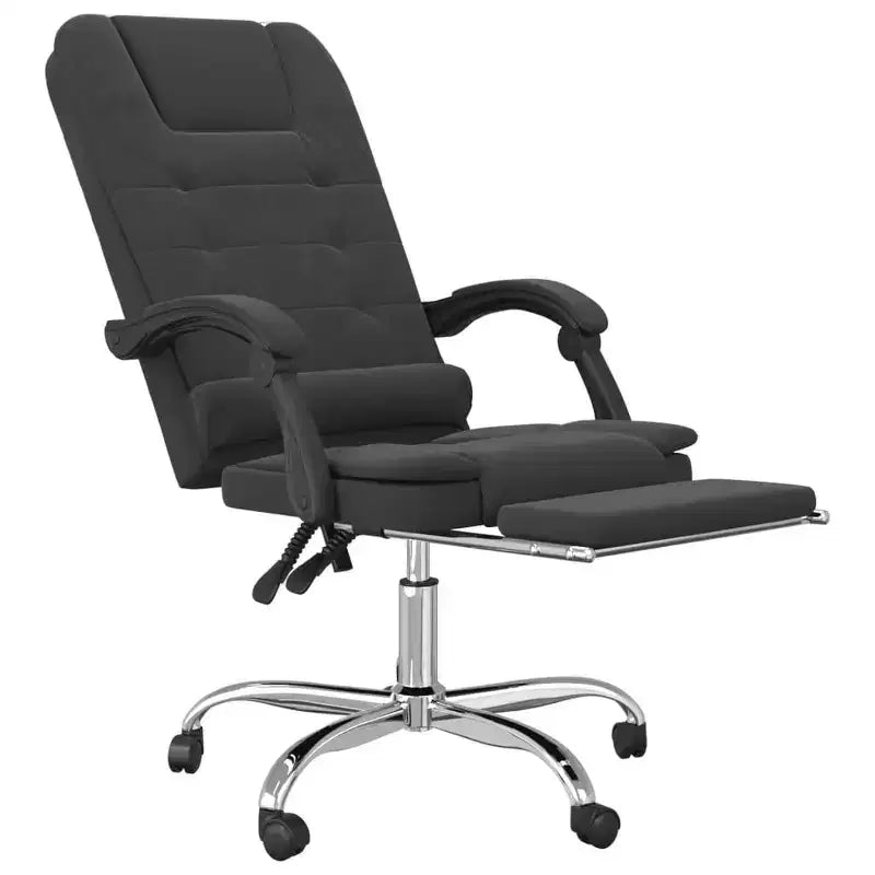 Black Velvet Massage Office Chair, Steel Frame, 1-Person