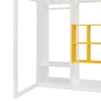 Gray/White Wood Loft Bed with Wardrobe & Shelves, Twin/Full, 1-Person