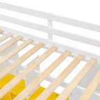 Gray/White Wood Loft Bed with Wardrobe & Shelves, Twin/Full, 1-Person