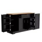 Black/White Sideboard Buffet Cabinet with Pull-Out Rack, Drawer & Adjustable Shelves