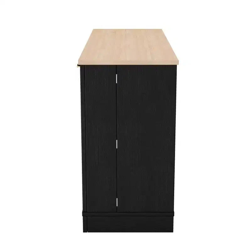 Black/White Sideboard Buffet Cabinet with Pull-Out Rack, Drawer & Adjustable Shelves