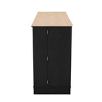 Black/White Sideboard Buffet Cabinet with Pull-Out Rack, Drawer & Adjustable Shelves