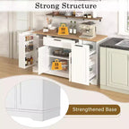 Black/White Sideboard Buffet Cabinet with Pull-Out Rack, Drawer & Adjustable Shelves