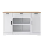 Black/White Sideboard Buffet Cabinet with Pull-Out Rack, Drawer & Adjustable Shelves