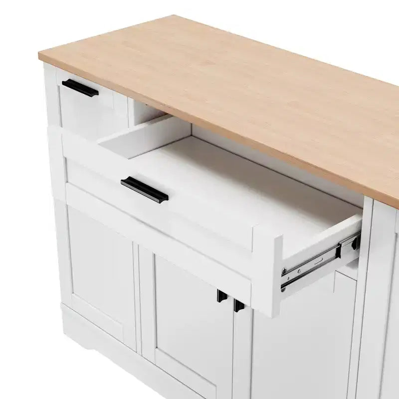 Black/White Sideboard Buffet Cabinet with Pull-Out Rack, Drawer & Adjustable Shelves