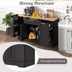 Black/White Sideboard Buffet Cabinet with Pull-Out Rack, Drawer & Adjustable Shelves