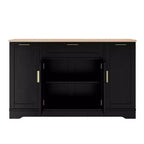 Black/White Sideboard Buffet Cabinet with Pull-Out Rack, Drawer & Adjustable Shelves