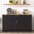 Sideboard Buffet Cabinet with Adjustable Shelves, 3-Tier Pull-Out Rack & Drawer, Kitchen Island for Kitchen, Living Room - ModernLuxe