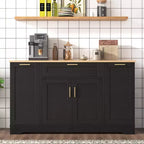 Sideboard Buffet Cabinet with Adjustable Shelves, 3-Tier Pull-Out Rack & Drawer, Kitchen Island for Kitchen, Living Room - ModernLuxe
