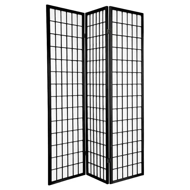White/Natural/Walnut/Black 3-Panel Shoji Screen Room Divider, 6 ft
