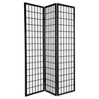 White/Natural/Walnut/Black 3-Panel Shoji Screen Room Divider, 6 ft