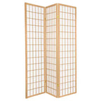 White/Natural/Walnut/Black 3-Panel Shoji Screen Room Divider, 6 ft