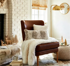 Chunky Knit Round Pouf, Cream / Gray, Seats 1