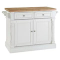 Crosley Butcher Block Top Kitchen Island - White: Hardwood Frame, Towel Bar, 4 Shelves, 2 Drawers