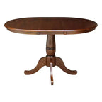 Brown Round Extendable Dining Table, Pedestal Style, Seats 4