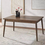 Brown Mid-Century Modern Rectangular Dining Table, Seats 6