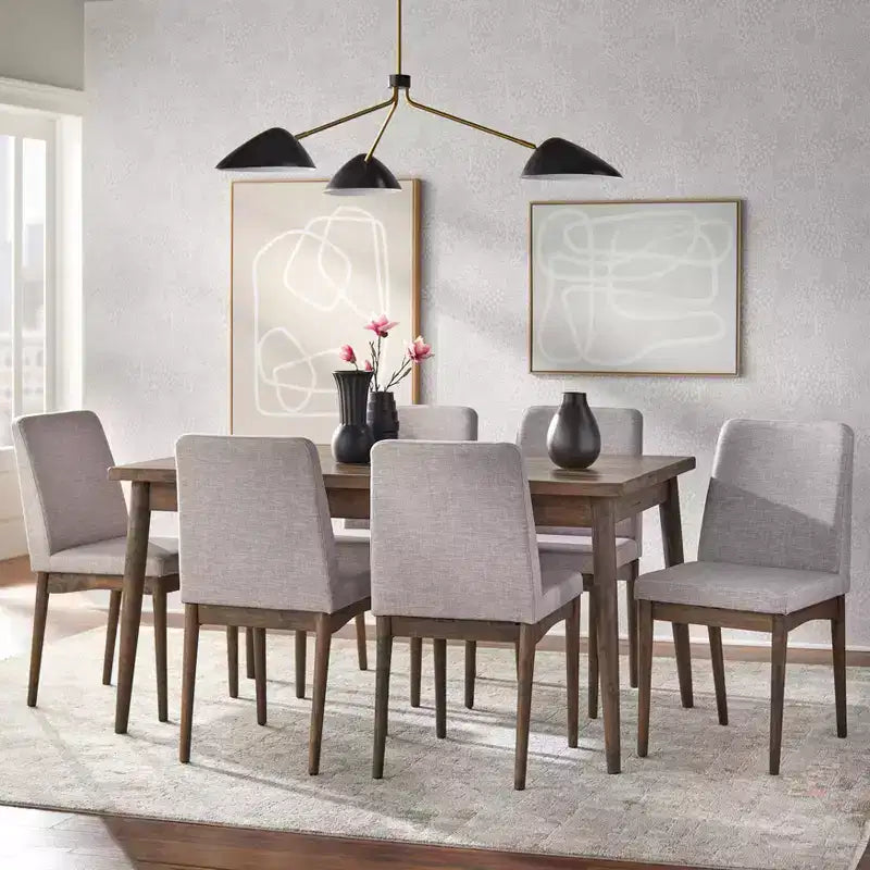 Brown Mid-Century Modern Rectangular Dining Table, Seats 6