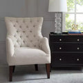Lilith Button Tufted Wing Chair - Ivory Multi