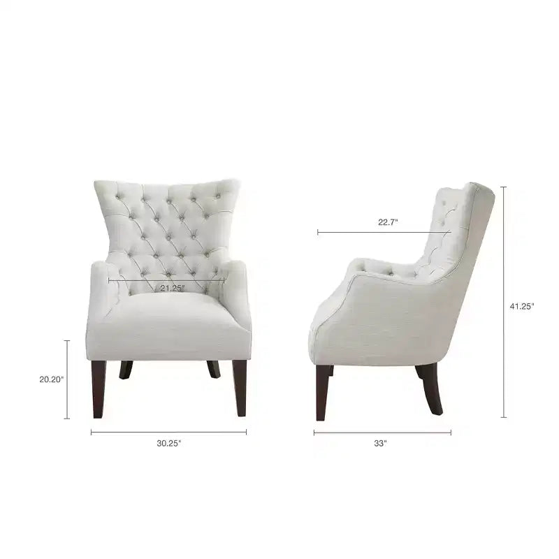 Natural Tufted Wing Chair, Armless, Seats 1