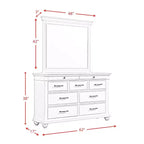 Off-White 9-Drawer Dresser with Mirror – Transitional Style, Single