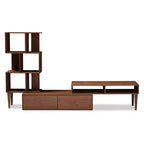 Walnut Brown Mid-Century TV Stand for TVs up to 60", 1-Person Assembly