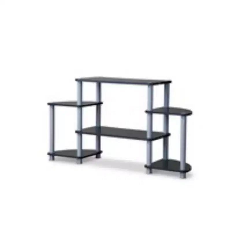 Baxton Studio Orbit and Silver 3 Tier TV Stand for TVs up to 40" Black/Silver: Entertainment Center, Hardwood Surface