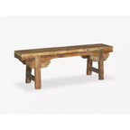 Brown Rectangle Wood Bench, Seats 2