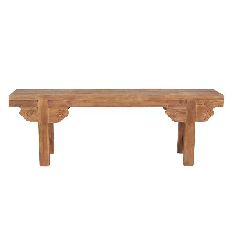 Brown Rectangle Wood Bench, Seats 2