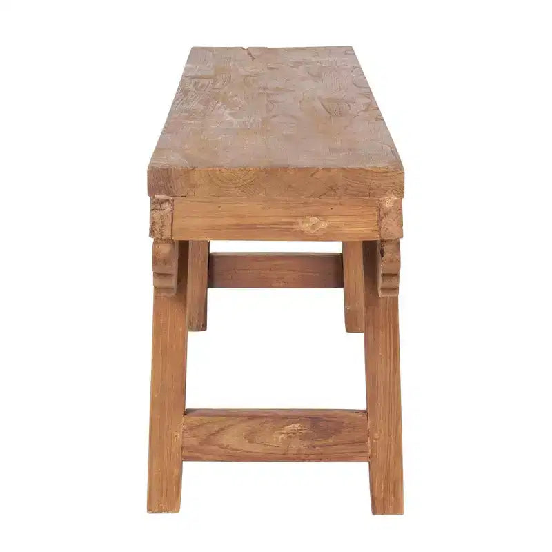 Brown Rectangle Wood Bench, Seats 2