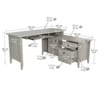 Gray L-Shaped Writing Desk with Storage, 1-Person