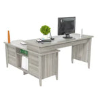 Gray L-Shaped Writing Desk with Storage, 1-Person