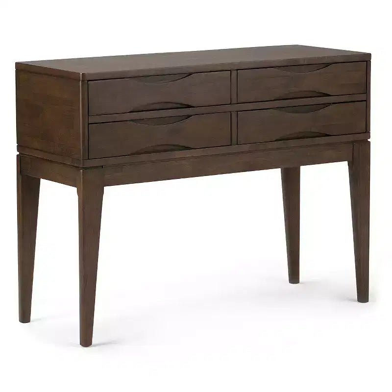 40" Pearson Solid Hardwood Hallway Console Table Walnut Brown - WyndenHall: Mid-Century, 4 Drawers, Entryway Storage