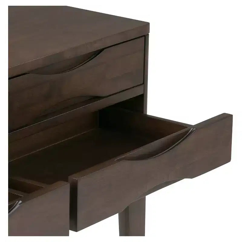 40" Walnut Brown Mid-Century Console Table with 4 Drawers