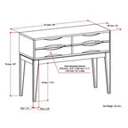 40" Walnut Brown Mid-Century Console Table with 4 Drawers
