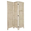 5 1/2 ft. Tall Bamboo Matchstick Woven Room Divider - Burnt White (3 Panel)