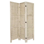 5 1/2 ft. Tall Bamboo Matchstick Woven Room Divider - Burnt White (3 Panel)