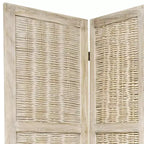 Burnt White Bamboo 3-Panel Room Divider